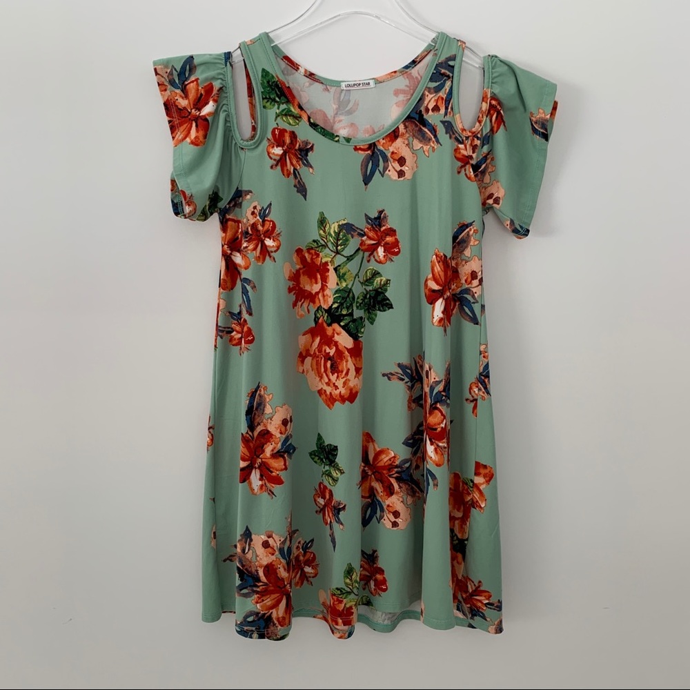 Lollipop Star Cold-Shoulder Floral Tunic Top